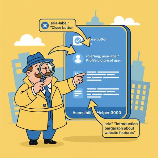 Inspector showing aria-label and role annotations