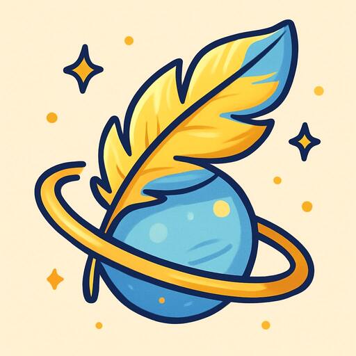 Feather orbiting a tiny planet lane