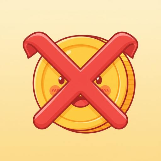 Coin icon with a friendly cross-out overlay
