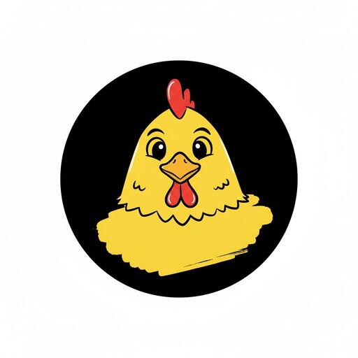 Hand-drawn highlight under a smiling chicken badge