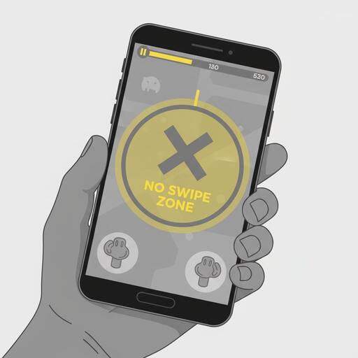 Center area highlighted to show a no-swipe zone