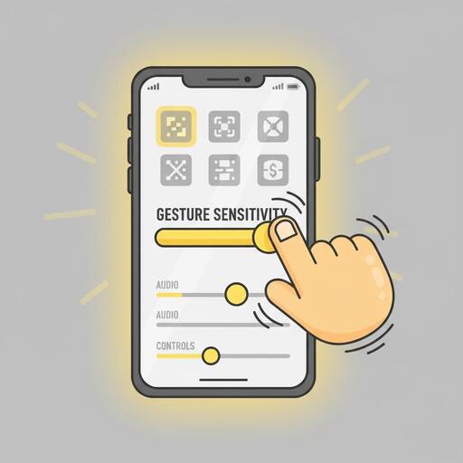 Thumb near a slider labeled gesture sensitivity