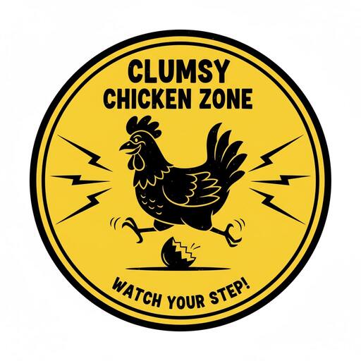 Playful warning sign with a quirky silhouette