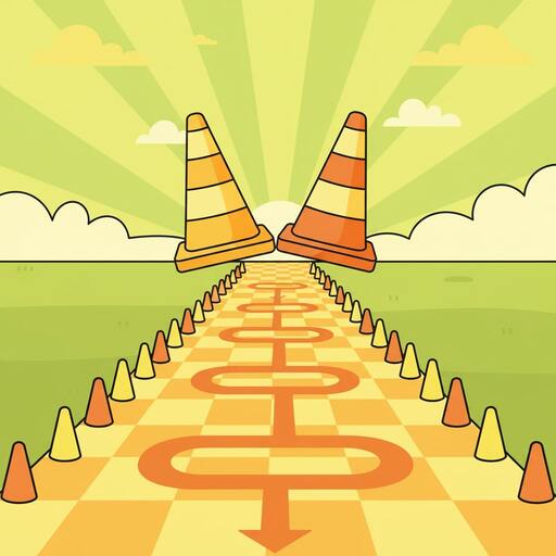 Two cone gates narrowing the lane