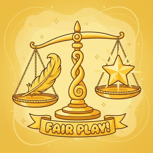 Balanced scales representing fair play