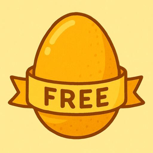 Golden egg with a small ‘free’ ribbon as a playful badge